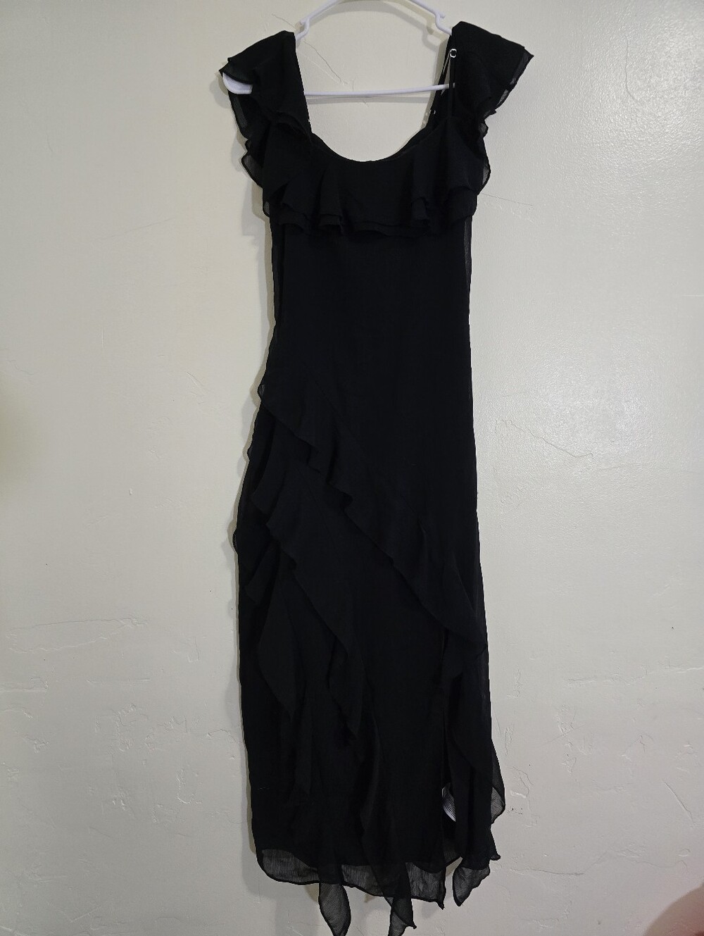 NWT Wild Fable Black Ruffle Maxi Dress Side Slit Size XXS Flowy